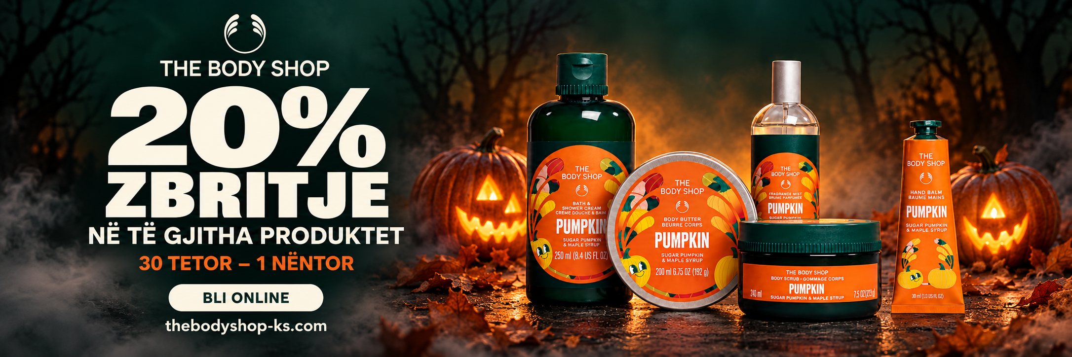 20% zbritje në të gjitha produktet | 30 Tetor–1 Nëntor